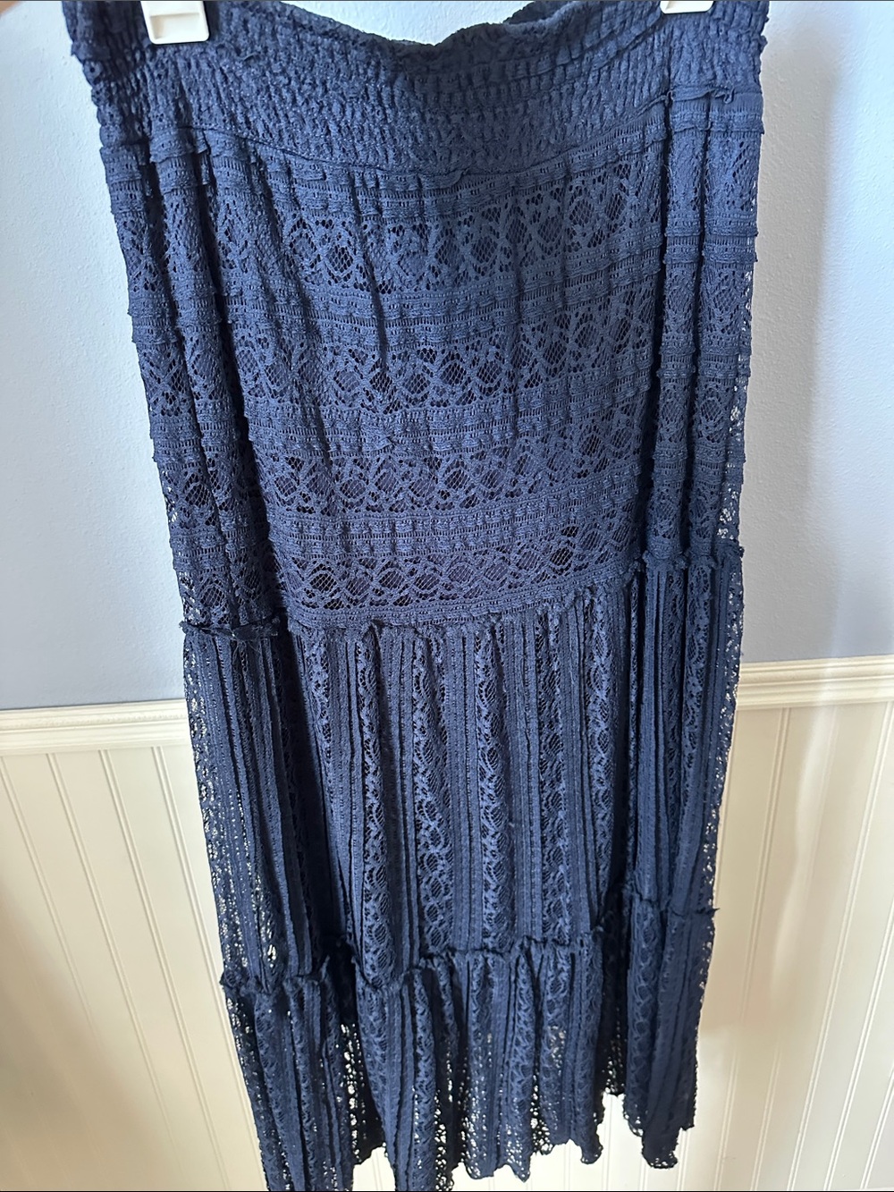 Solitaire Navy Crochet Maxi Skirt